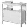 Basicwise White Vanity Sink Base 2 Door Cabinet Storage U Shape Organizer, Rolling Doors, and Open Shelf QI004373.WT